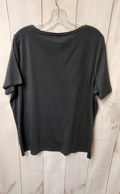 Talbots Women's Size 2X Black Short Sleeve Top