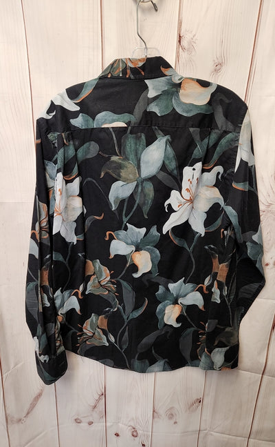 Club Monaco Men's Size M Black Floral Shirt