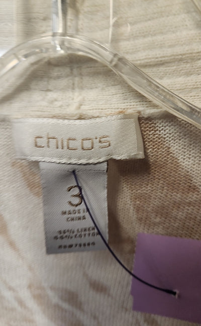 Chico's Women's Size 3 = US XL Beige Animal Print Cardigan