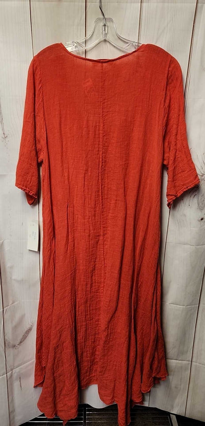 NWT Luna Luz Women's Size L Red Linen Dress