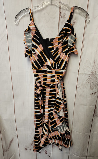 Ann Taylor Women's Size 2 Petite Black & Orange Dress