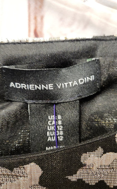 Adrienne Vittadini Women's Size 8 Black & White Floral Sleeveless Top