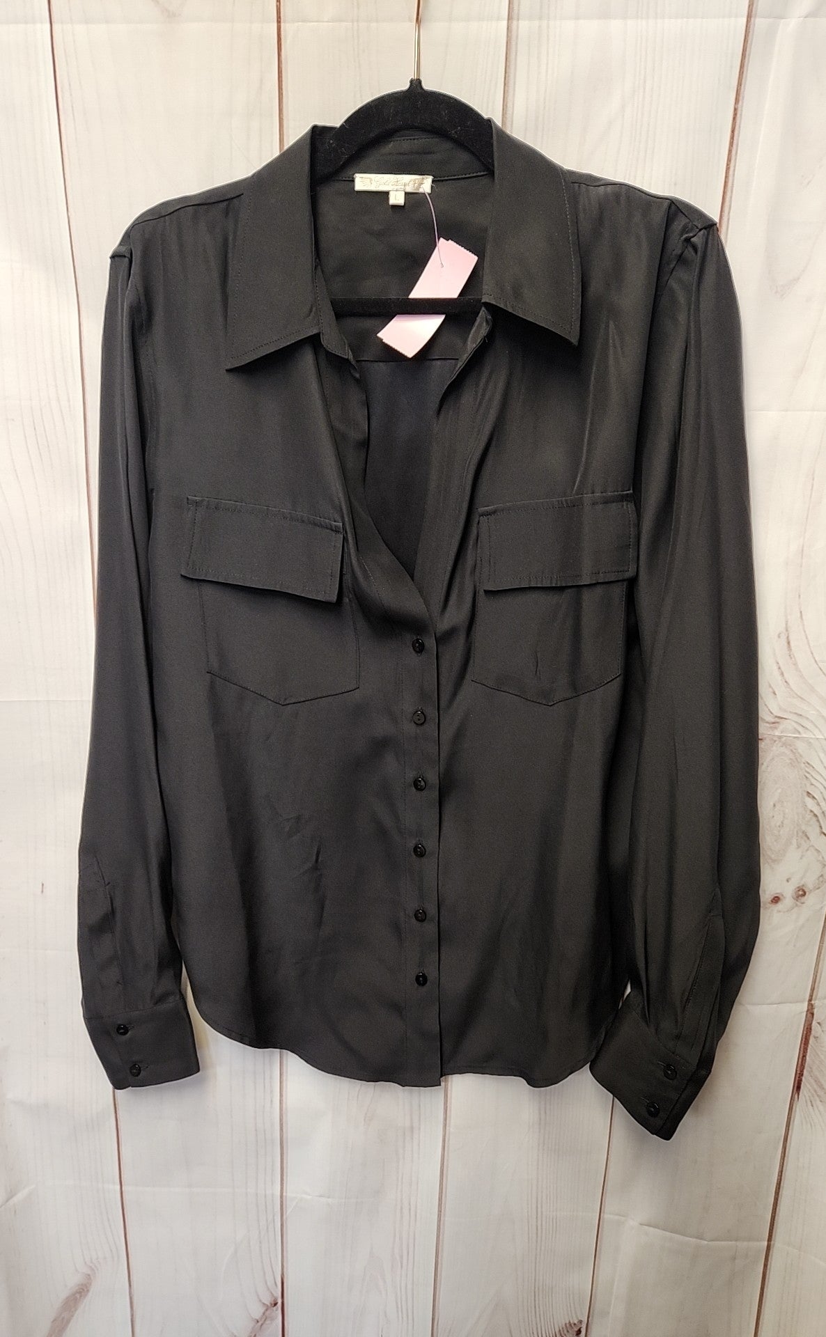 Gold Hawk Women's Size L Black Silk Long Sleeve Top
