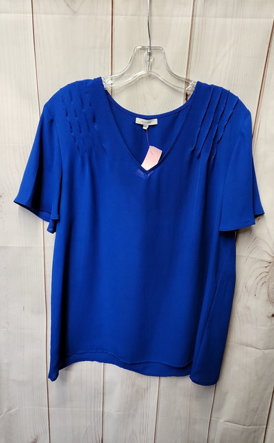 Pleione Women's Size L Blue Short Sleeve Top