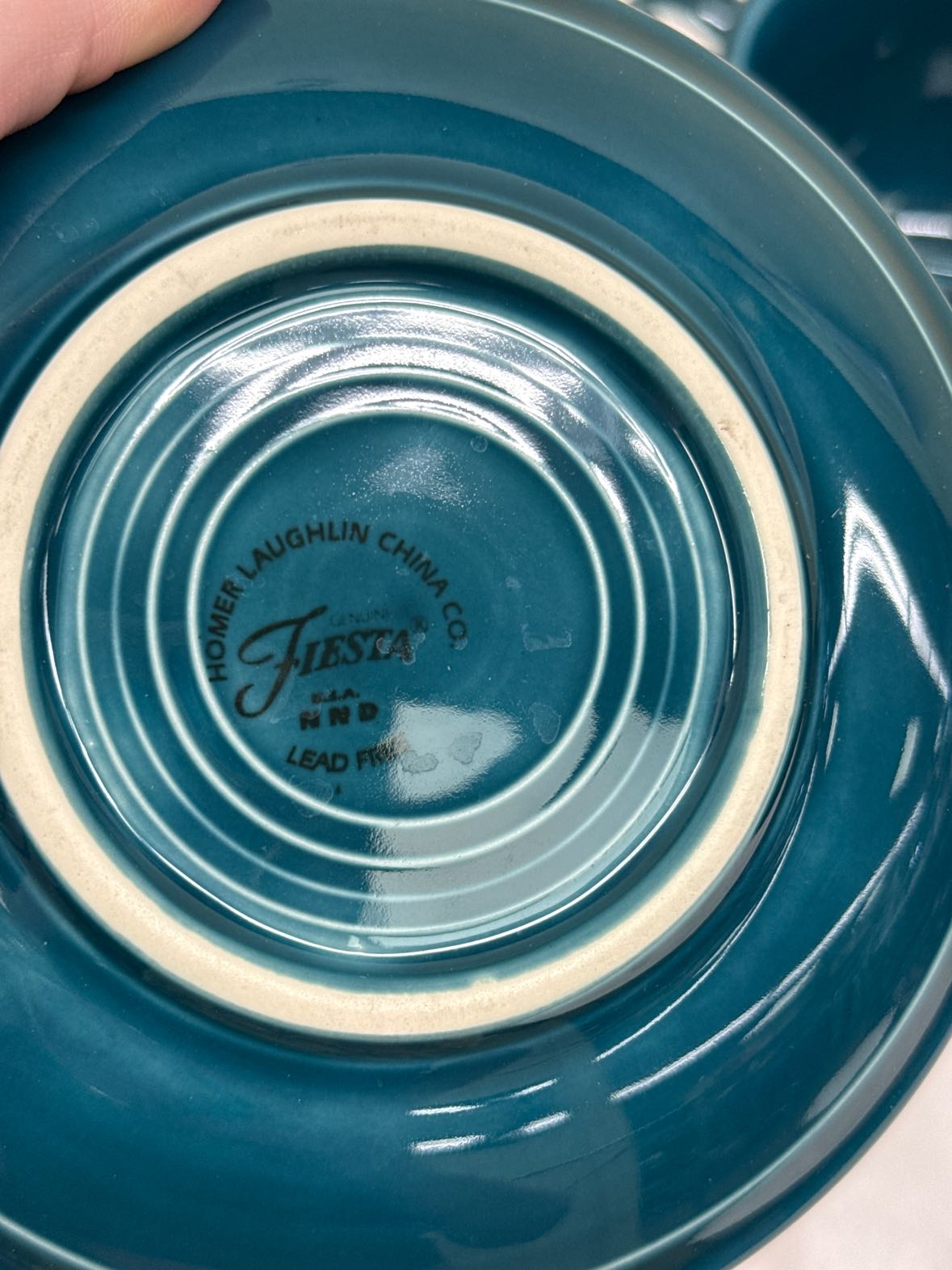 6PCS Homer Laughlin Fiestaware Teal (3)Coffee Tea Cup and (3)Saucer Set
