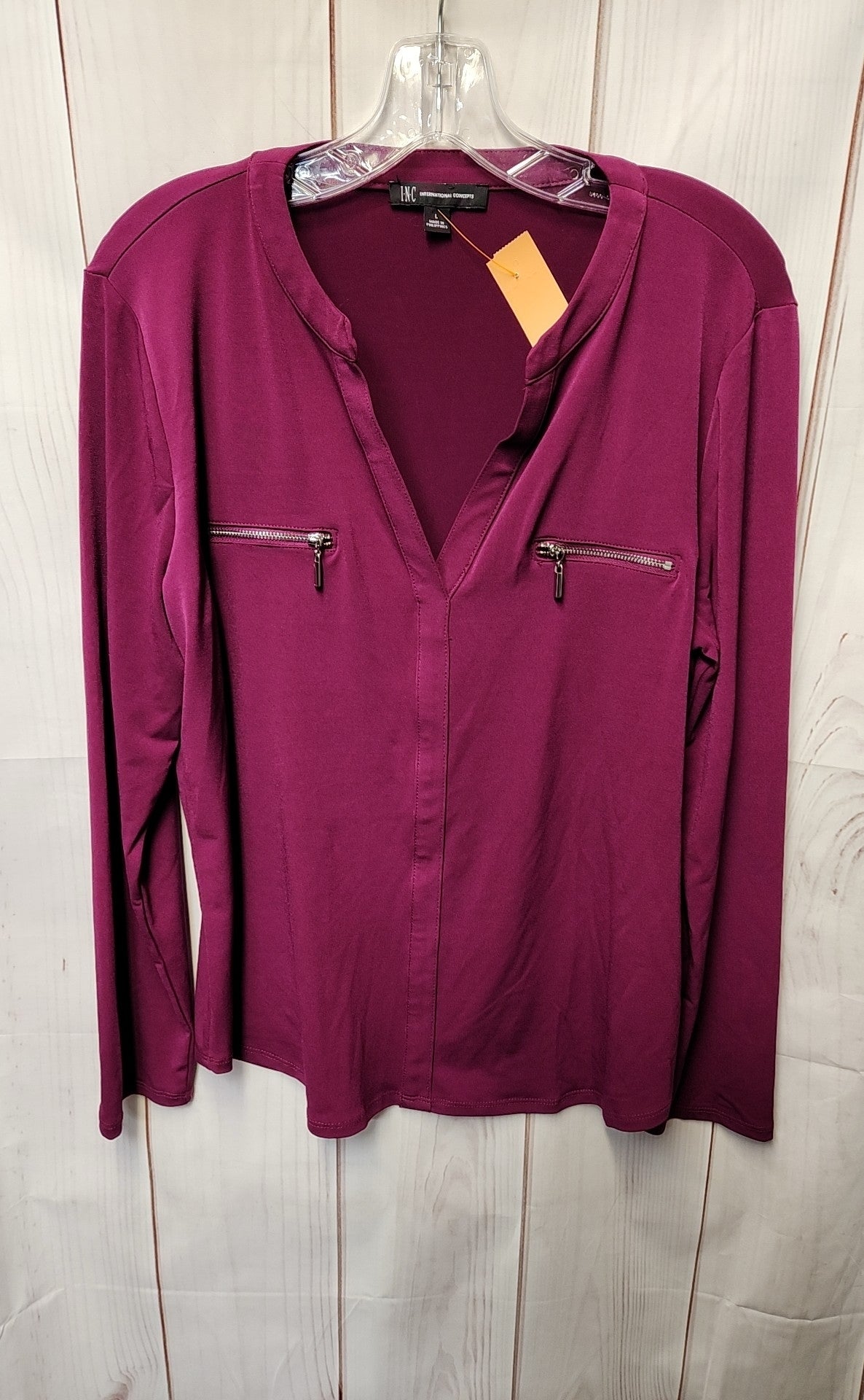 INC Women's Size L Purple Long Sleeve Top