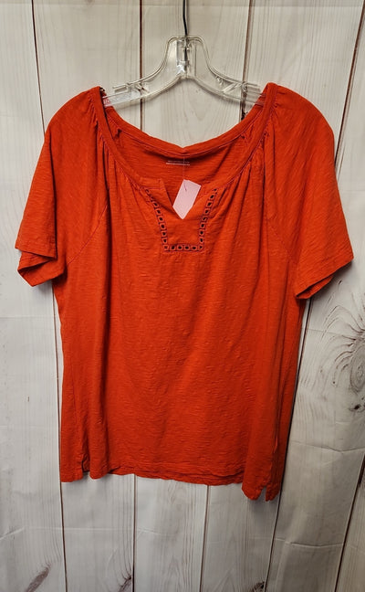 Talbots Women's Size L Orange Short Sleeve Top