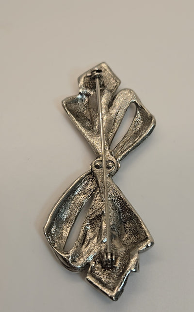 Silver Bow Brooch Pin