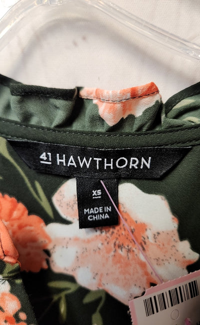 41 Hawthorn Women's Size XS Green Floral Short Sleeve Top