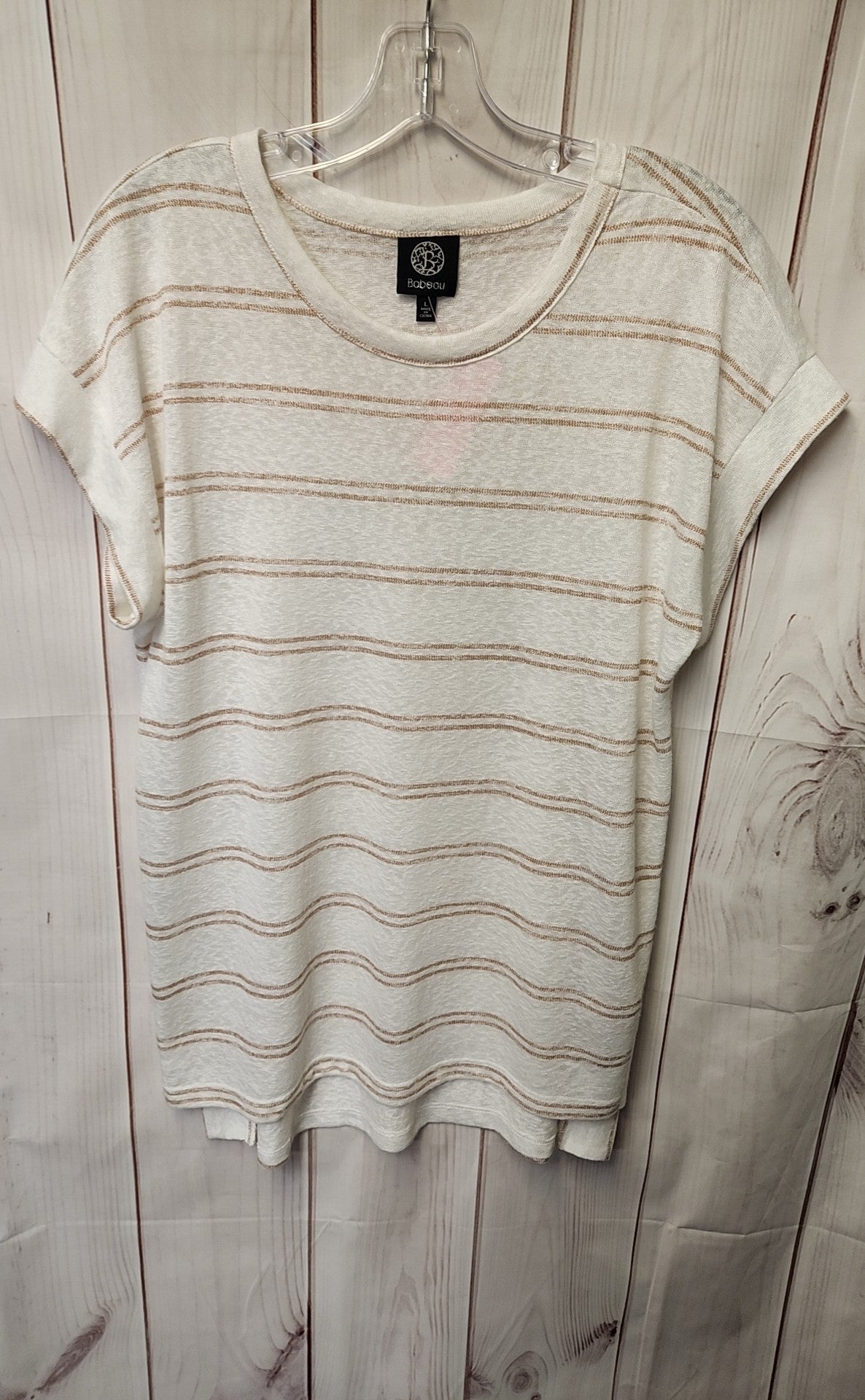 Bobeau Women's Size L White Short Sleeve Top