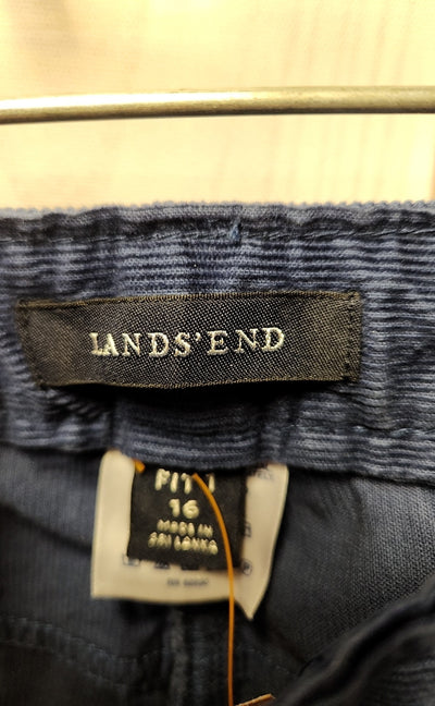 NWT Lands End Women's Size 16 Blue Corduroy Pants