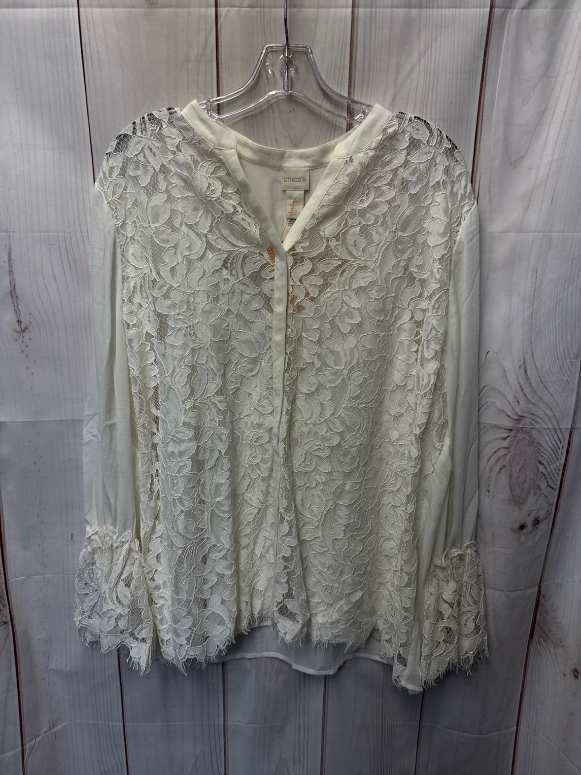 Chico's Women's Size 3 = XL White Long Sleeve Top