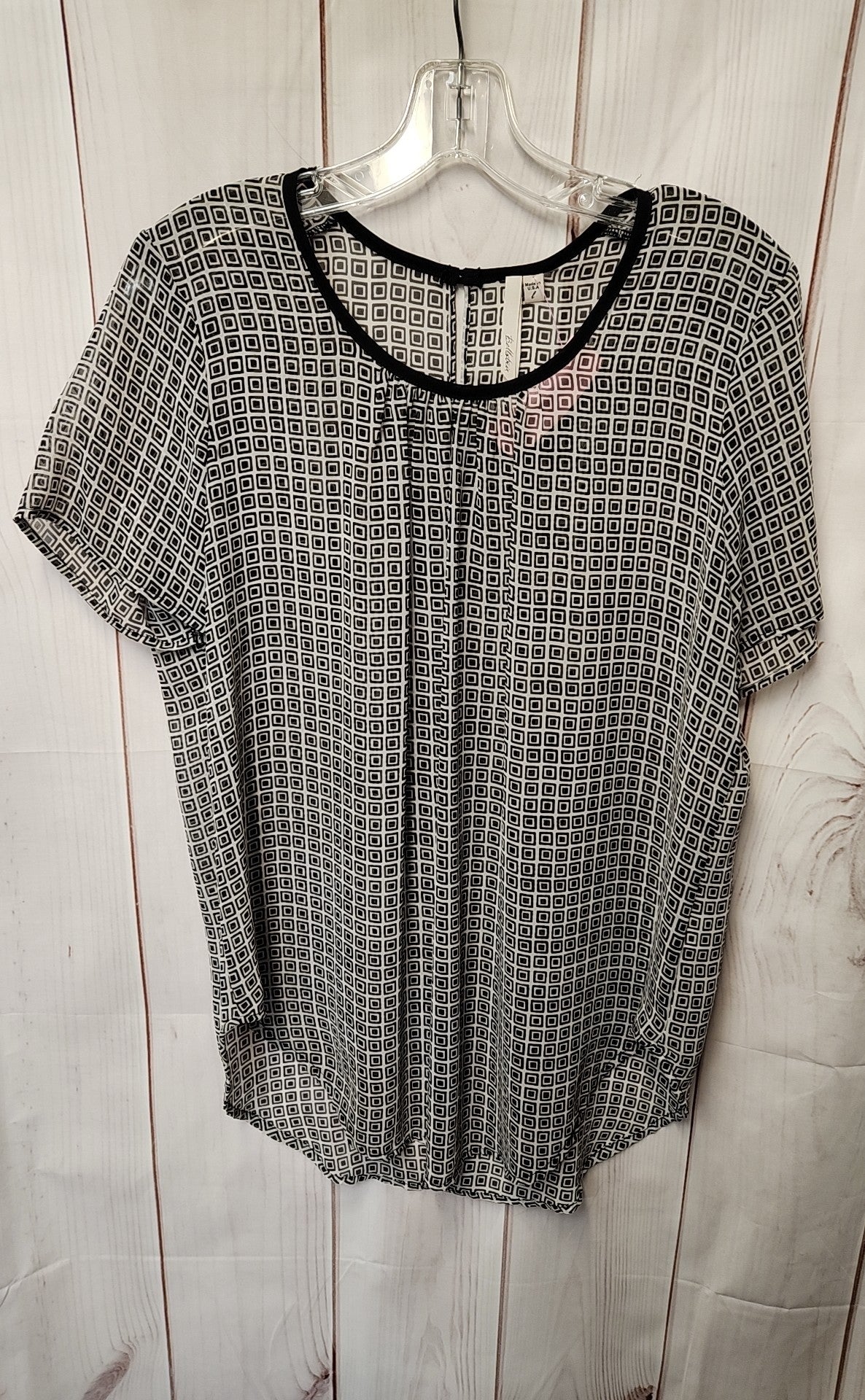 Bellatrix Women's Size L White & Black Short Sleeve Top