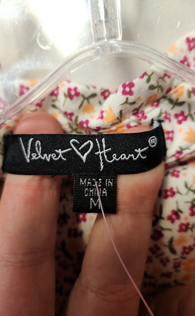 Velvet Heart Women's Size M Pink Floral Long Sleeve Top
