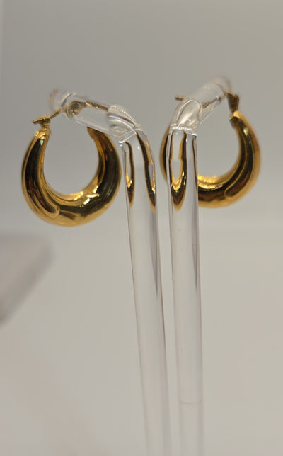 14K Yellow Gold Hoops Earrings - Approx 3/4" - Italy - 3.09 grams