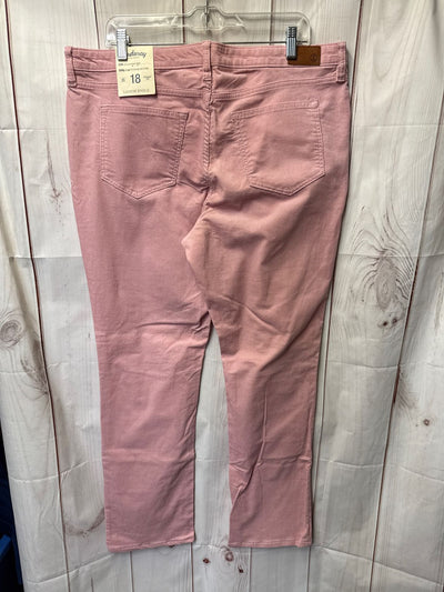 NWT Lands End Women's Size 18 Pale Pink Corduroy Pants Mid Rise Straight Leg