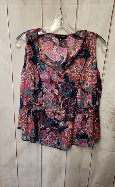 Aqua Women's Size S Blue & Pink Cold Shoulder Top
