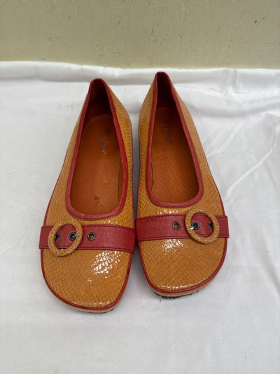 Miz Mooz Women's Size 40 = 9-1/2 Orange Leather Flats Shoes