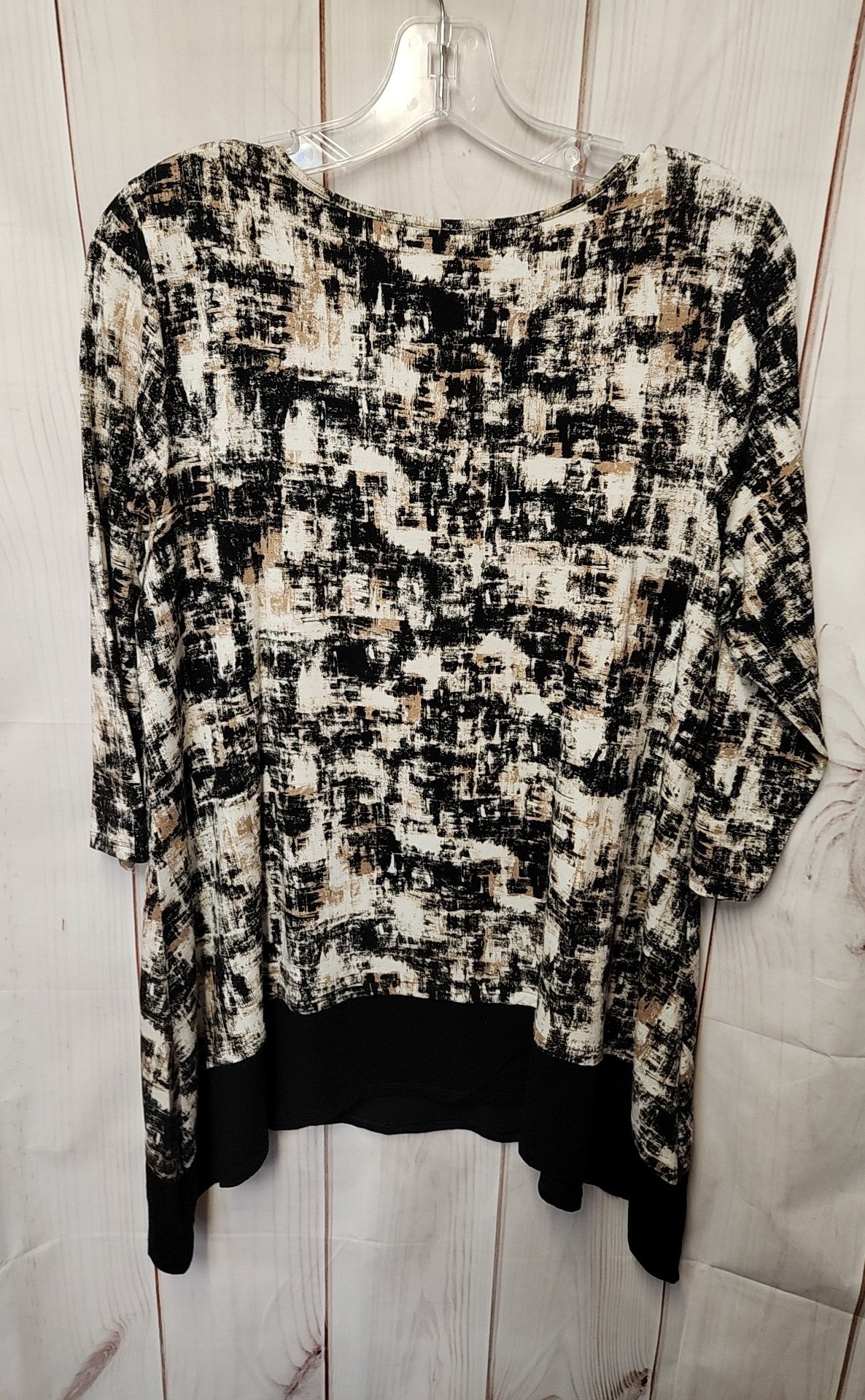 J Jill Wearever Collection Women's Size M Black & Brown 3/4 Sleeve Top