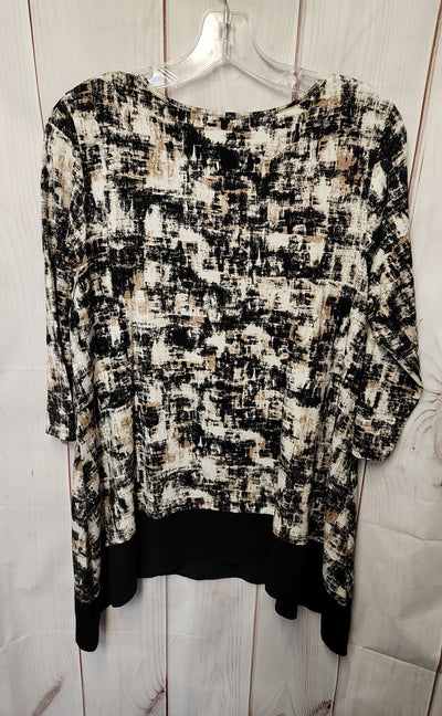 J Jill Wearever Collection Women's Size M Black & Brown 3/4 Sleeve Top