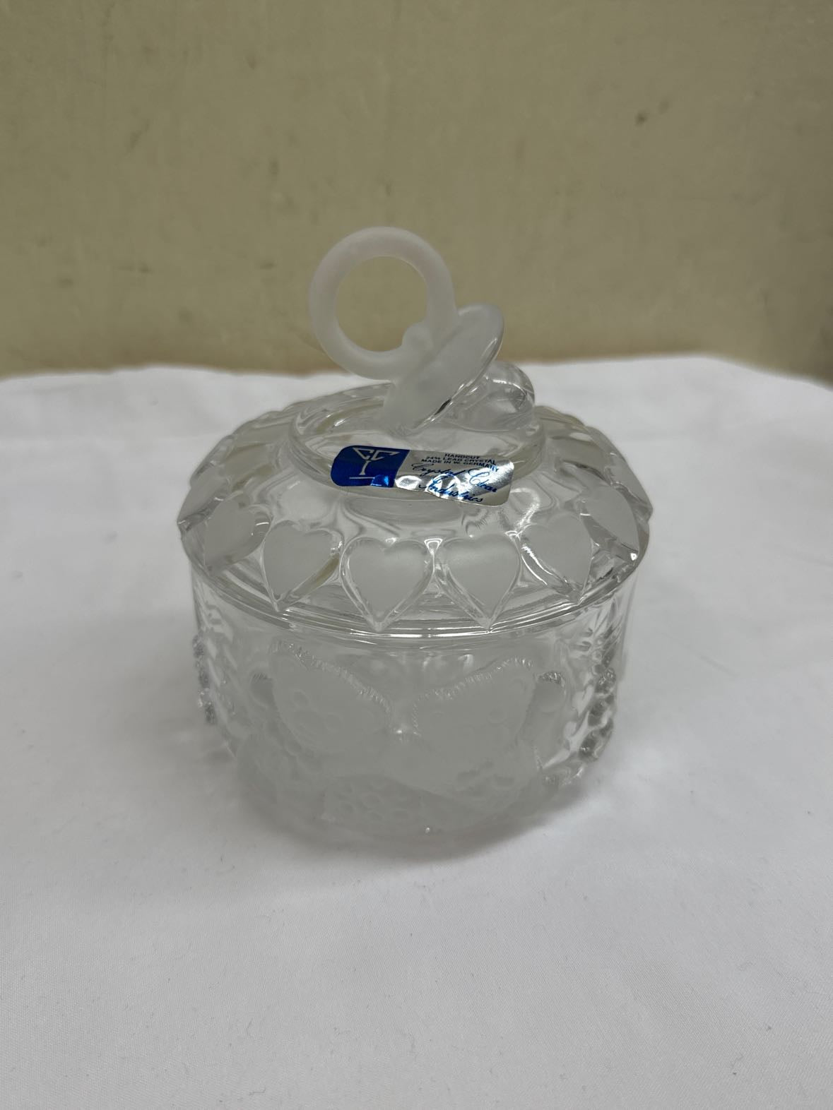 Crystal Clear Industries Handcut 24% Lead Crystal Baby Motif Pacifier Lid Jar
