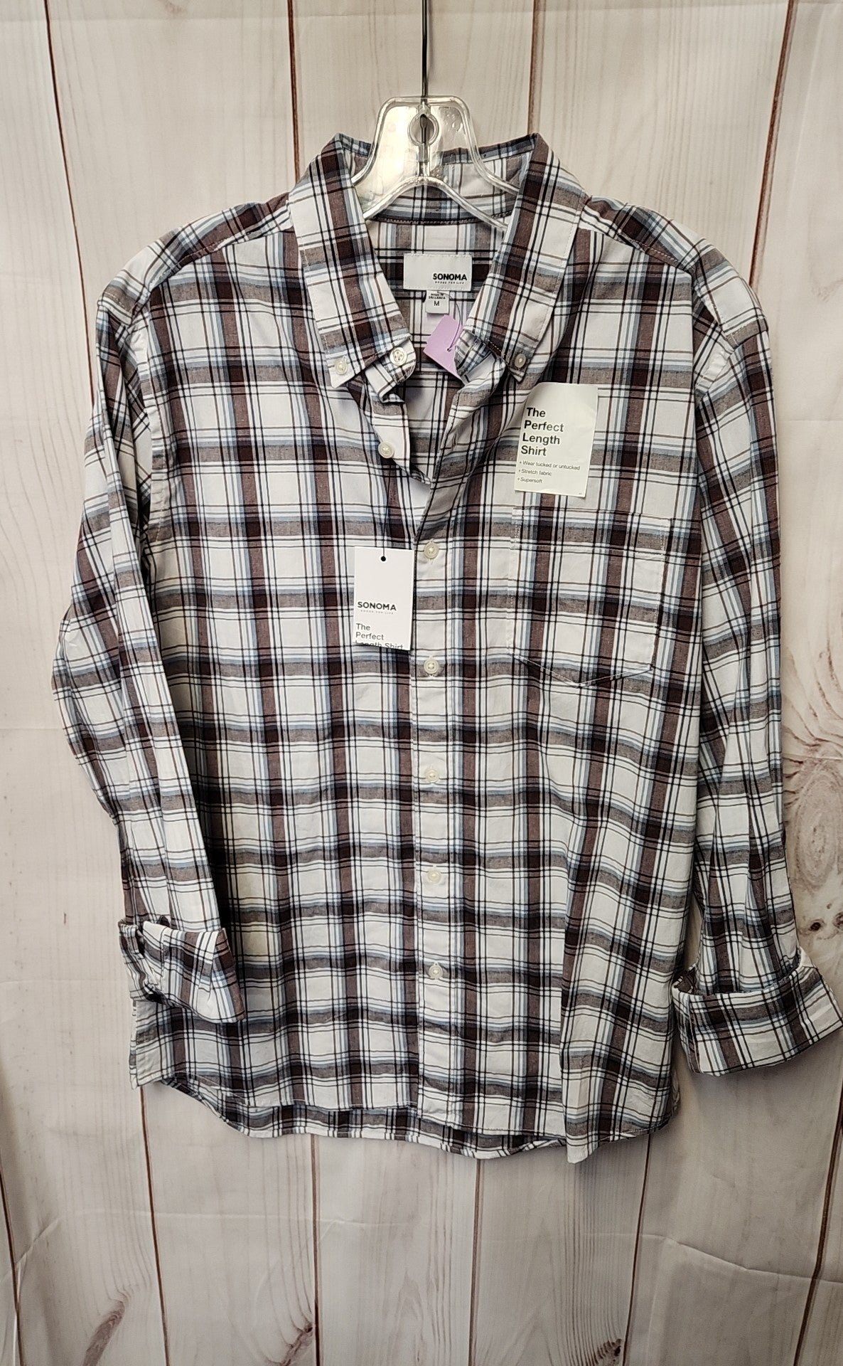 NWT Sonoma Men's Size M White & Purple Shirt
