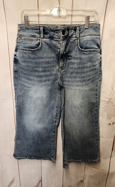 NYDJ Women's Size 8 Petite Blue Wide Leg Denim Capris