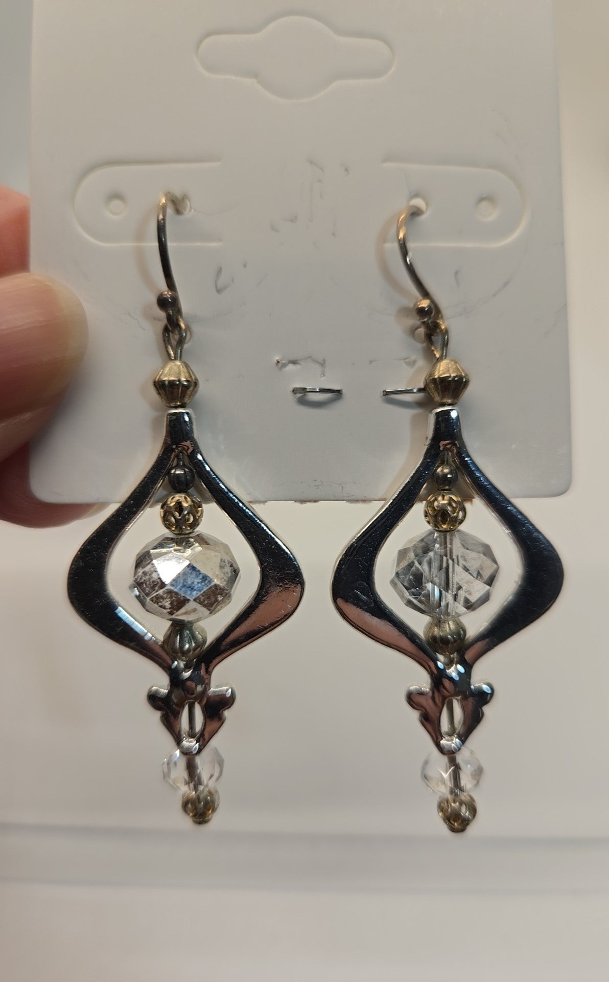 Silver Crystal Dangle Earrings