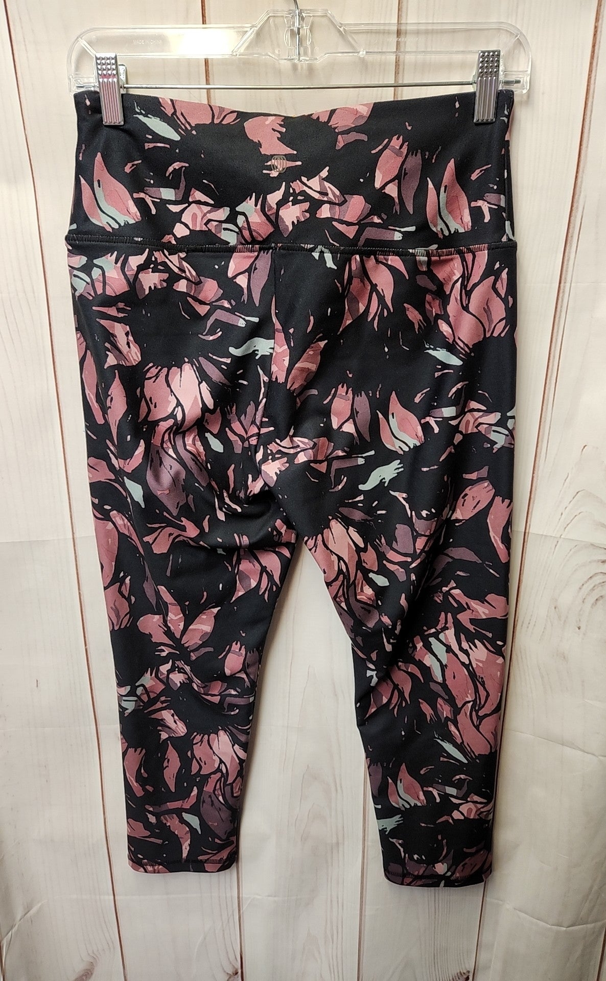 NWT Balance Women's Size L Black & Purple Floral Leggings