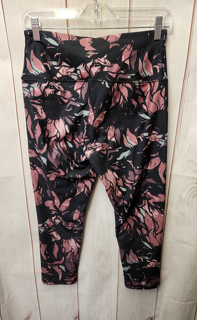 NWT Balance Women's Size L Black & Purple Floral Leggings