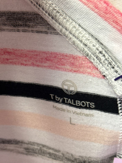 Talbots Women's Size L White & Pink 3/4 Sleeve Top