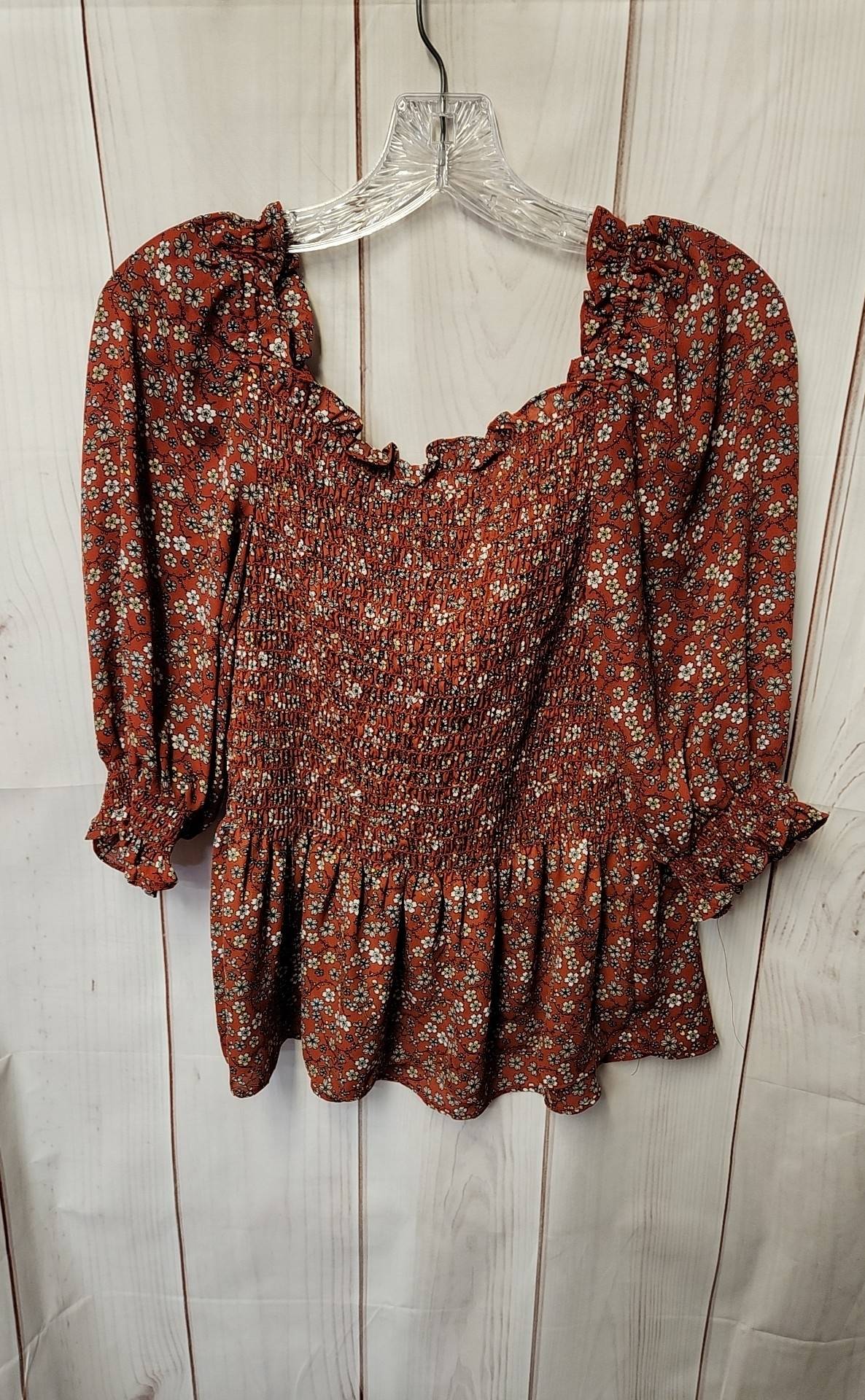 Max Studio Women's Size S Red Floral Short Sleeve Top