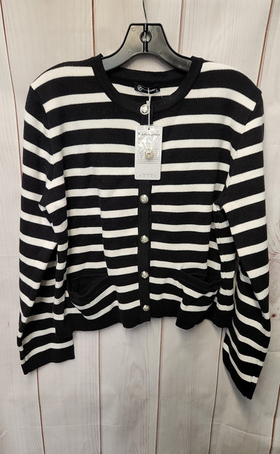 NWT Pretty Garden Women's Size M White & Black Cardigan