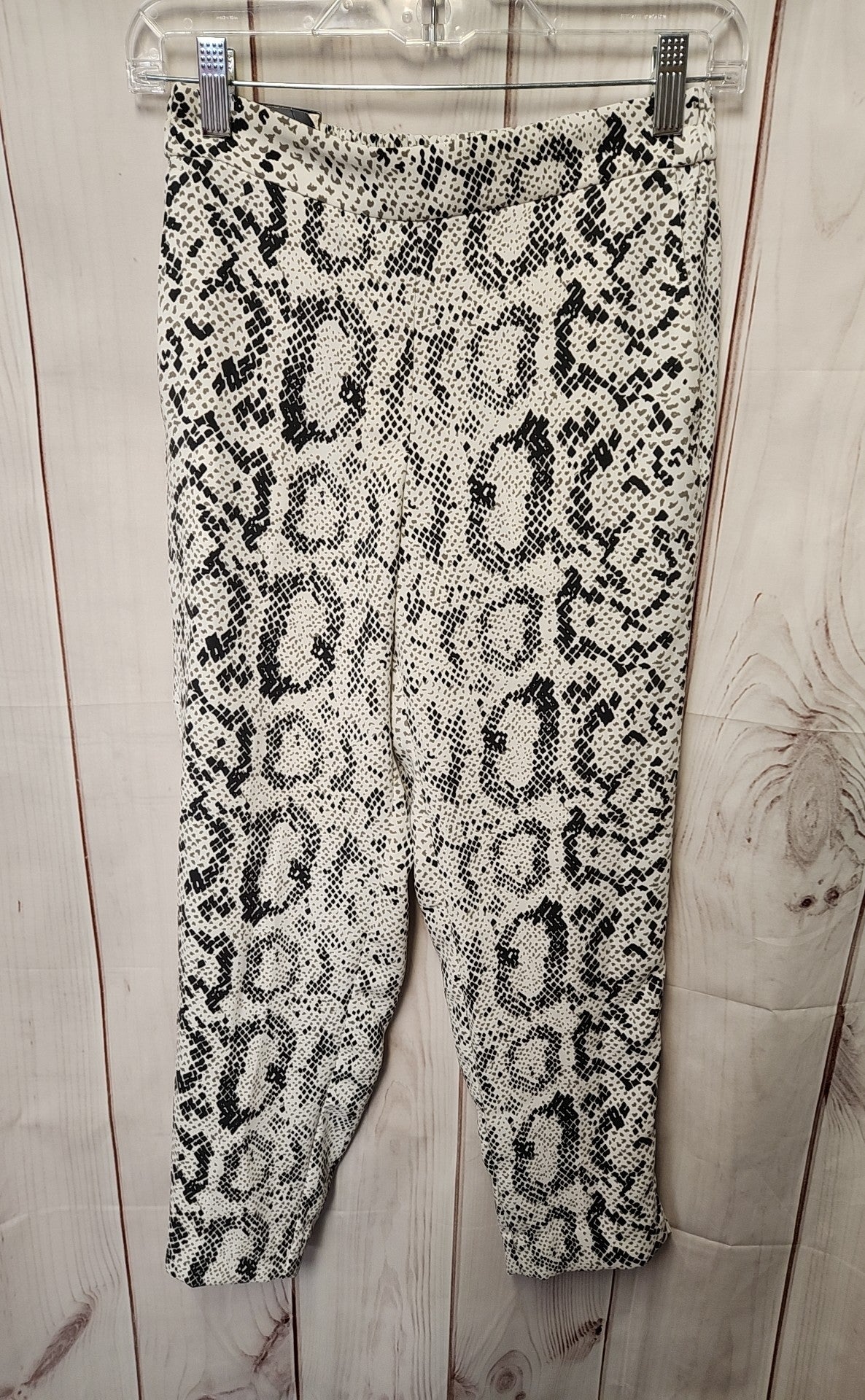 NWT J Crew Women's Size 2 Petite White & Black Animal Print Pants