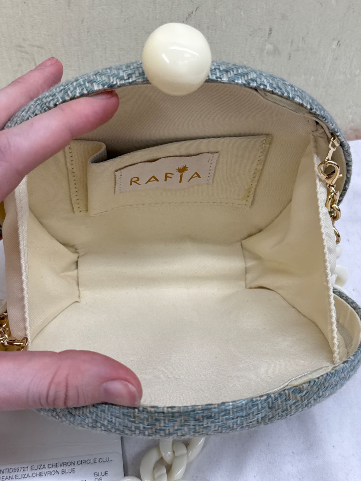 NWT Rafia Chevron Circle Clutch/Purse Bag AS IS - stains