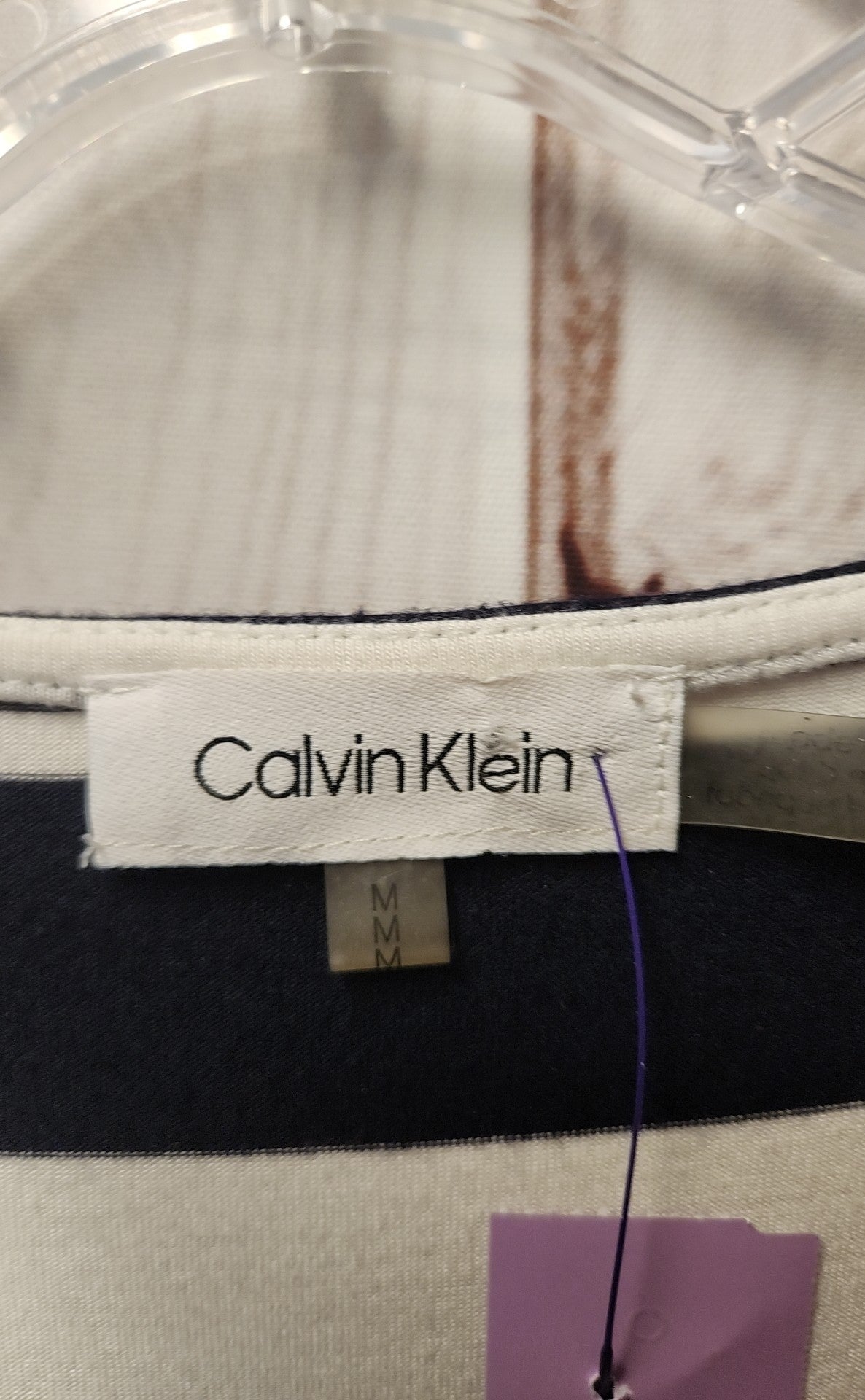 Calvin Klein Women's Size M White & Blue Cold Shoulder Top
