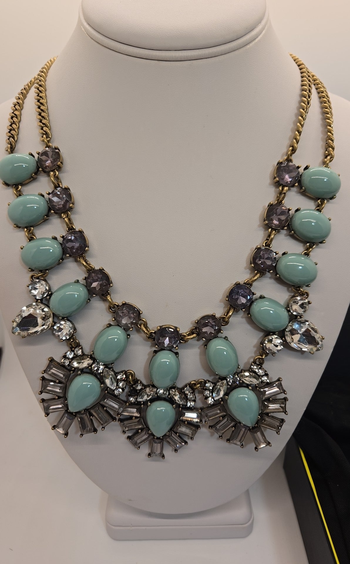 NIB Baublebar Green Rhinestone Necklace