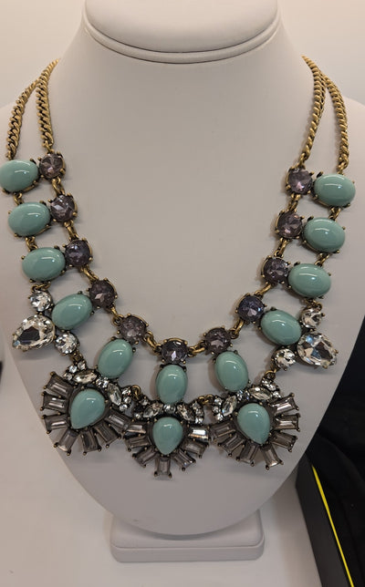 NIB Baublebar Green Rhinestone Necklace