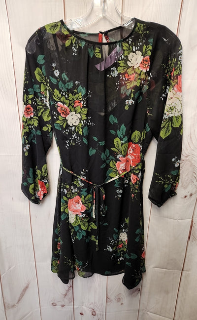 Loft Women's Size XS Petite Black Floral Dress