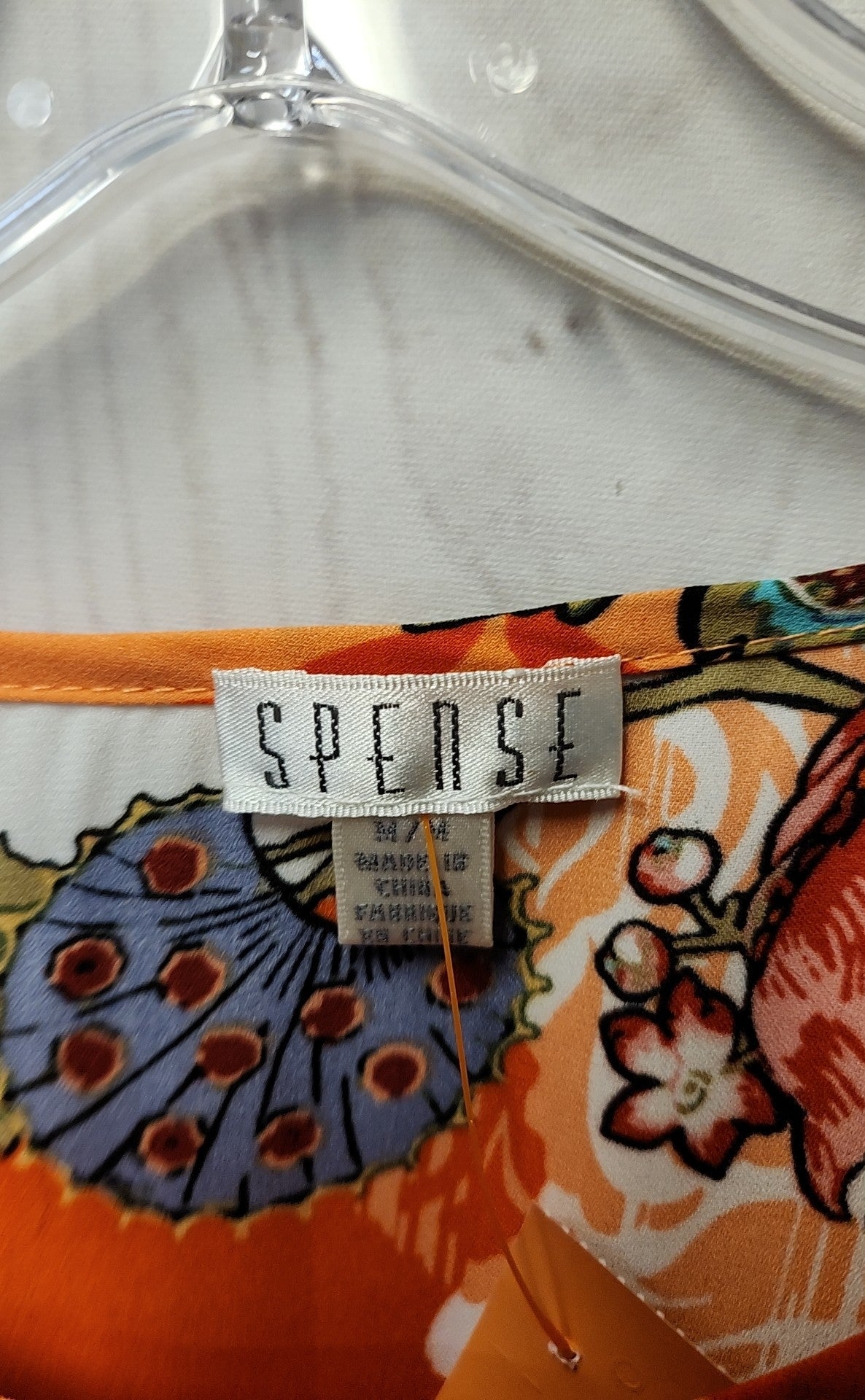 Spence Women's Size M Orange Floral Short Sleeve Top