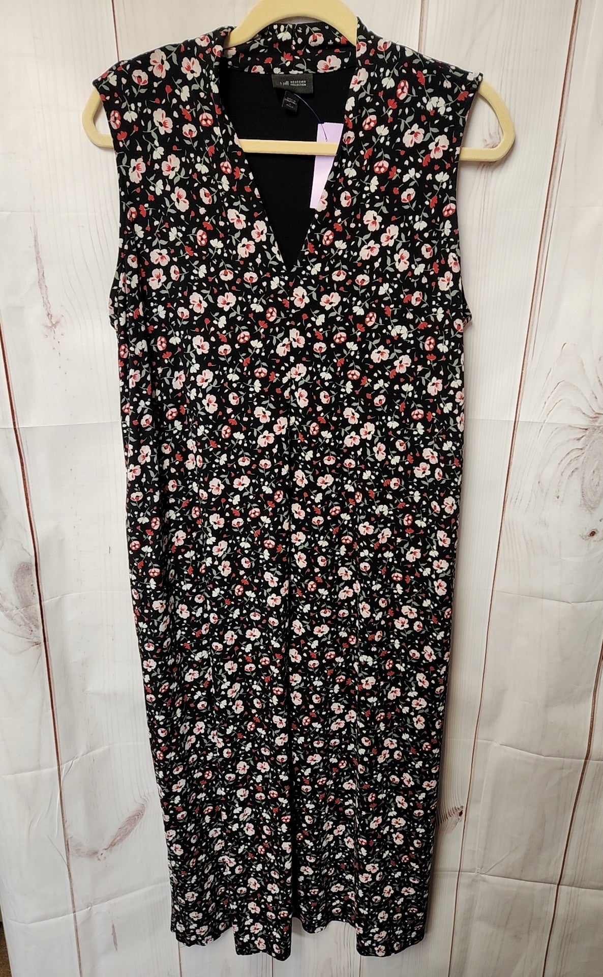 J Jill Women's Size L Petite Black Floral Dress