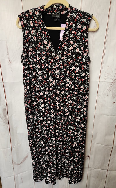 J Jill Women's Size L Petite Black Floral Dress