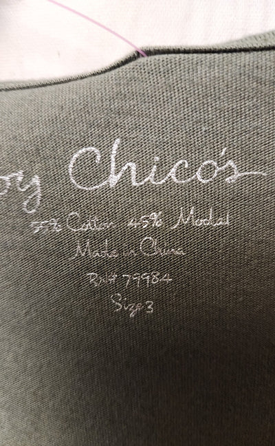 Chico's Women's Size 3 = US XL Olive Green Sleeveless Top