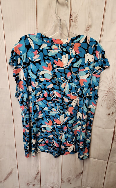 Anne Klein Women's Size XL Blue Floral Sleeveless Top