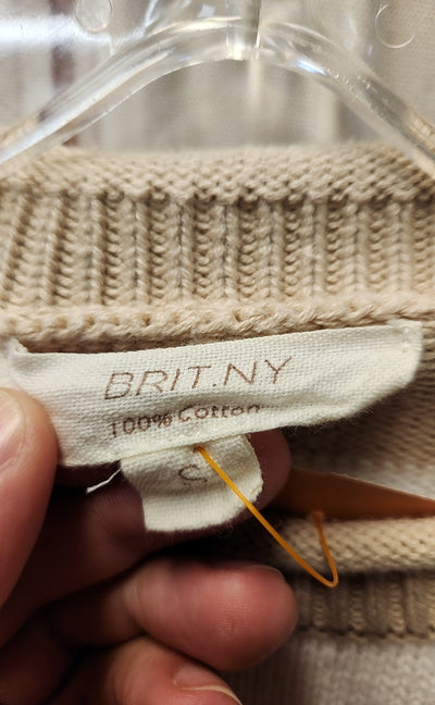 Brit NY Women's Size S White & Tan Sweater