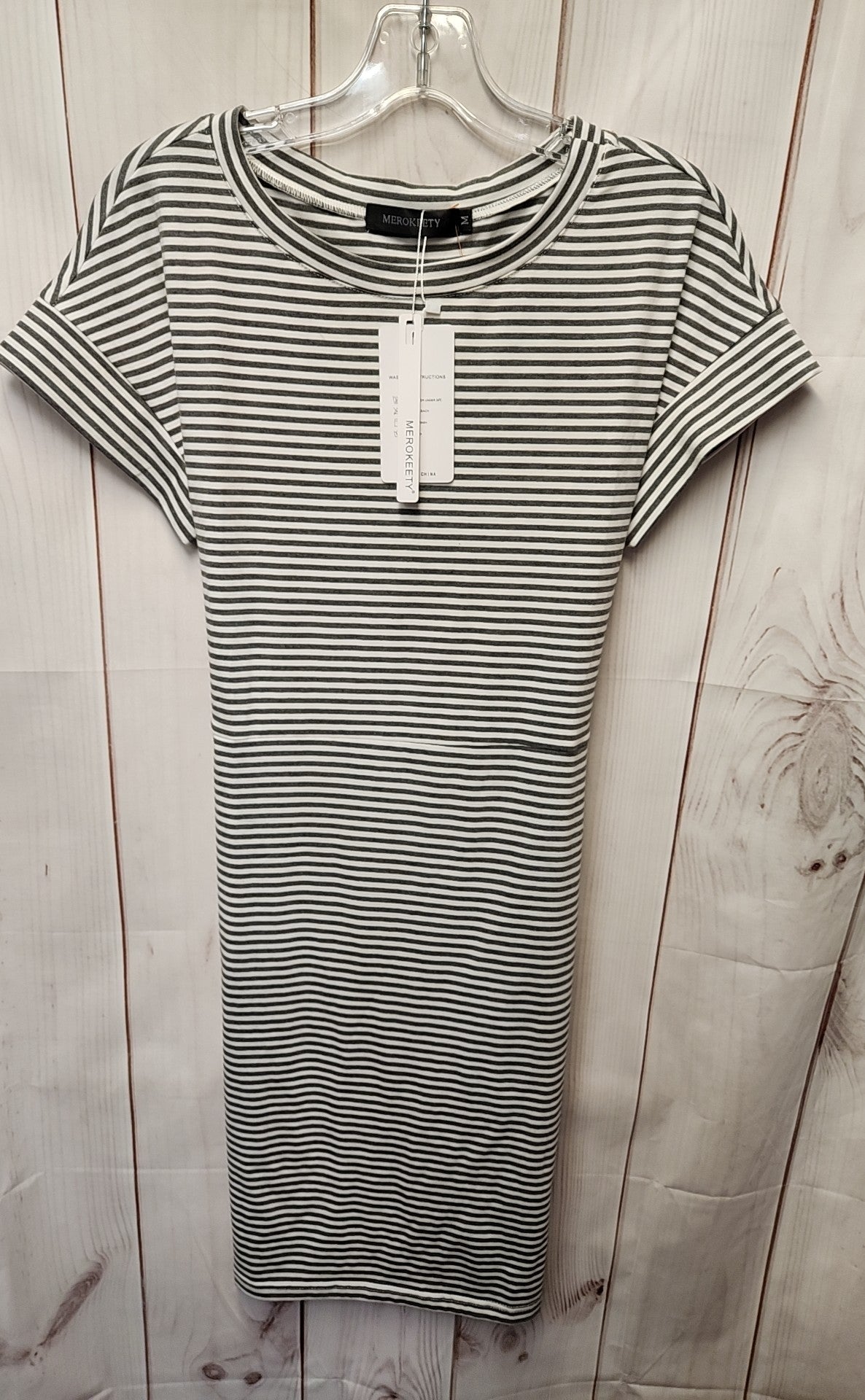 NWT Merokeety Women's Size M White & Gray Dress