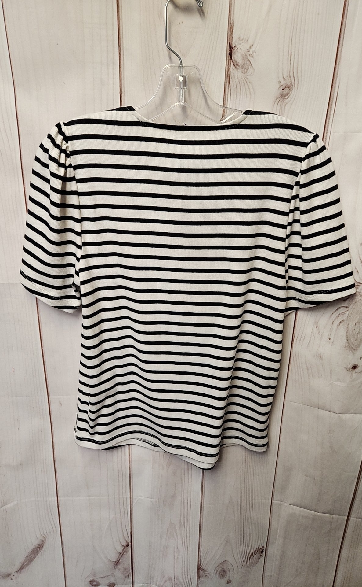 Loft Women's Size XL White & Black Short Sleeve Top