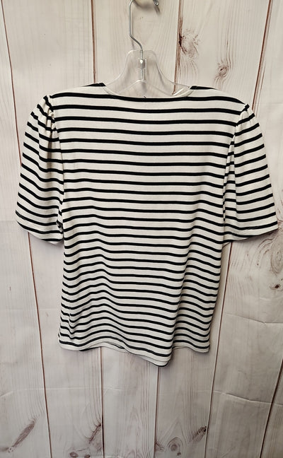 Loft Women's Size XL White & Black Short Sleeve Top