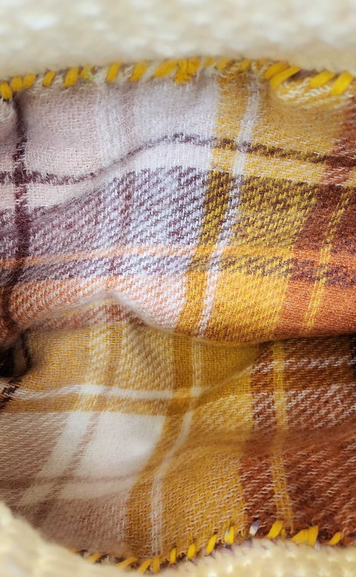 Handmade Crochet Rainbow Flannel Lined Purse Bag