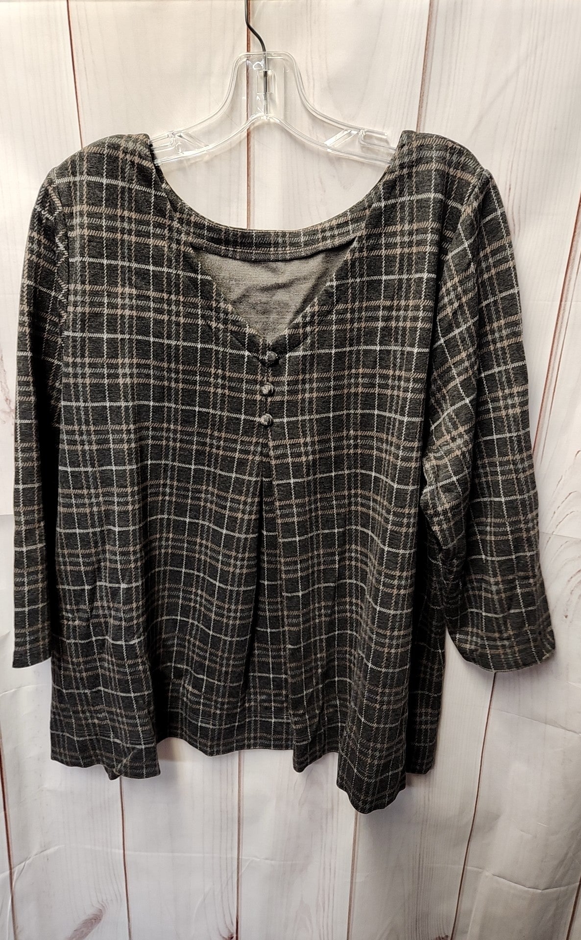 J Jill Women's Size XL Brown 3/4 Sleeve Top